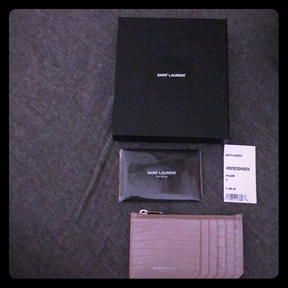 Saint Laurent 5 fragments zip pouch in pale pink